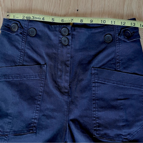 SOLD - Anthropologie Maeve High-Rise Slim Curved Sailor Pants in Navy Blue - Picture 9 of 14